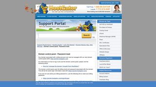 Domain control panel - Password reset « HostGator.com Support Portal