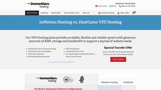 InMotion Hosting vs. HostGator VPS Hosting Comparison Chart ...