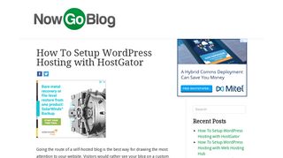 How To Setup WordPress Hosting with HostGator | Now Go Blog
