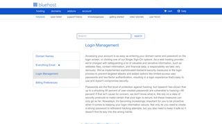 Login Management - Bluehost