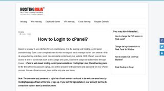 How to Login to cPanel - HostingRaja Help Site