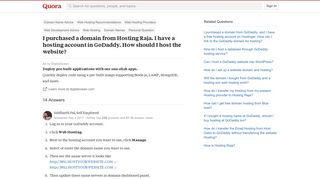 I purchased a domain from Hosting Raja. I have a hosting account ...