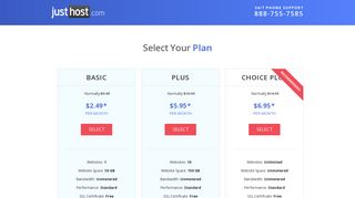 Web Hosting Plans and Packages - Web Hosting Rates - JustHost