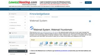 Webmail System - Knowledgebase - Lowesthosting.com