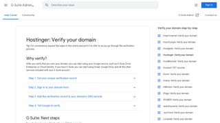 Hostinger: Verify your domain - G Suite Admin Help - Google Support