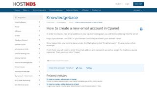 How to create a new email account in Cpanel - HostMDS