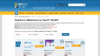 Hostnet.nl vs. Mijndomein.nl vs. TransIP 2019 - Compare companies