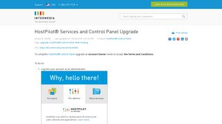 HostPilot® Services and Control Panel Upgrade - Intermedia ...