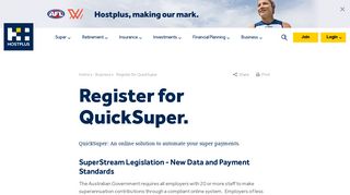 Register for QuickSuper - Hostplus