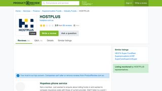 HOSTPLUS Reviews - ProductReview.com.au