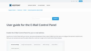 User guide for the E-Mail Control Panel - Hostpoint Support Center