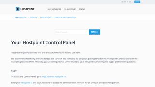 Your Hostpoint Control Panel - Hostpoint Support Center