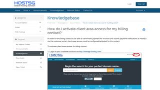 How do I activate client area access for my billing contact? - HostSG