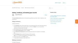 Adding, modifying, and deleting glue records - OpenSRS Help & Support