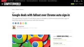 Google deals with fallout over Chrome auto sign-in | Computerworld