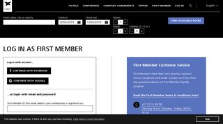 LOG IN AS FIRST MEMBER | First Hotels