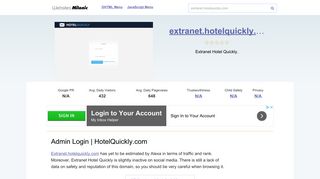 Extranet.hotelquickly.com website. Admin Login | HotelQuickly.com.