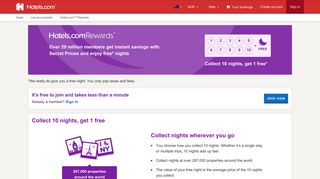 Hotels.com™ Rewards Join now! Collect 10 nights, get 1 free