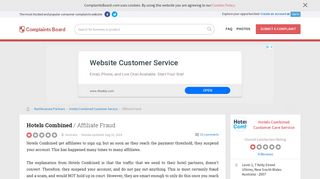 Hotels Combined - Affiliate Fraud, Review 624694 | Complaints Board