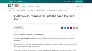 HotForex Introduces Its First Branded Prepaid Card - PR Newswire