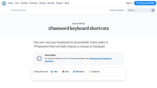 1Password keyboard shortcuts - 1Password Support