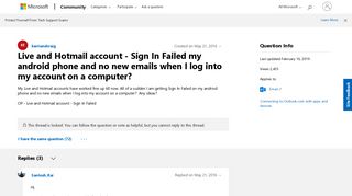 Live and Hotmail account - Sign In Failed my android phone and no ...