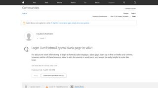 Login Live/Hotmail opens blank page in sa… - Apple Community