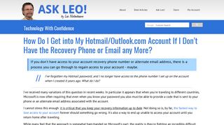 How Do I Get into My Hotmail/Outlook.com Account If I Don't Have the ...