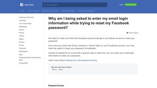 Why am I being asked to enter my email login information ... - Facebook