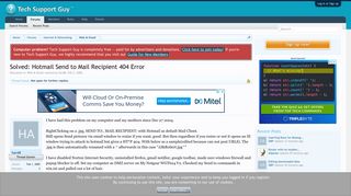 Solved: Hotmail Send to Mail Recipient 404 Error | Tech Support Guy