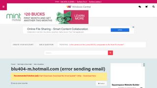 blu404-m.hotmail.com (error sending email) - Windows Central Forums