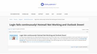 Login fails continuously! Hotmail Not Working and Outlook Down ...