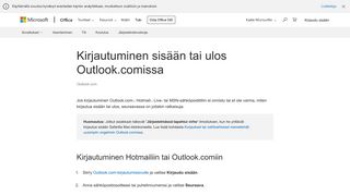 Kirjautuminen sisään tai ulos Outlook.comissa - Outlook - Office Support
