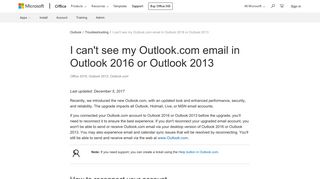 I can't see my Outlook.com email in Outlook 2016 or Outlook 2013 ...