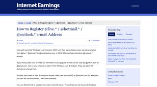 How to Register @live.* / @hotmail.* / @outlook.* e ... - Internet Earnings