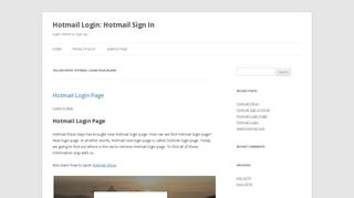 Hotmail Login Page Blank Archives - Hotmail Login: Hotmail Sign In