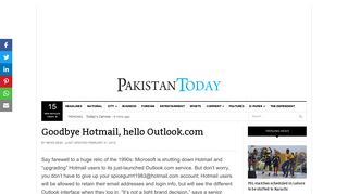 Goodbye Hotmail, hello Outlook.com | Pakistan Today