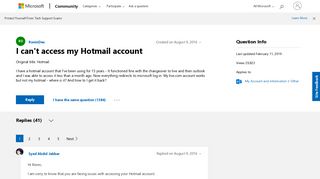 I can't access my Hotmail account - Microsoft Community