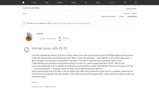 Hotmail issues with iOS 10 - Apple Community