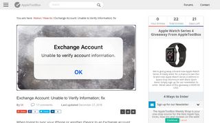 Exchange Account: Unable to Verify Information; fix - AppleToolBox