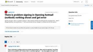 There is problem signing in Opening hotmail (outlook) nothing ...