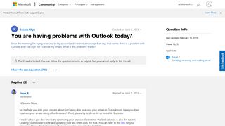 You are having problems with Outlook today? - Microsoft Community