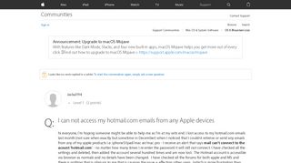 I can not access my hotmail.com emails fr… - Apple Community ...