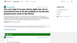 You can't sign in to your device right now. Go to account.live,com ...