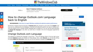 How to change Outlook.com Language back to English
