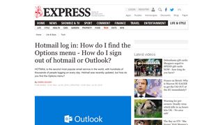 Hotmail log in: How do I find the Options menu - How do I sign out of ...