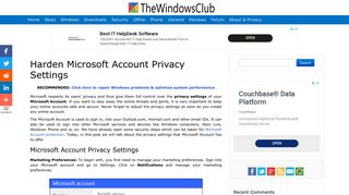 Harden Microsoft Account Privacy Settings - The Windows Club