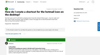 How do I create a shortcut for the hotmail icon on the desktop ...