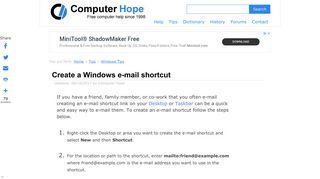 Create a Windows e-mail shortcut - Computer Hope
