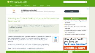 Creating an Outlook Desktop shortcut in Windows 8 or Windows 10 ...
